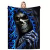 1 Stück Flanell Kreative Totenkopf-Druckdecke Bequem und Weich Überwurf als Geschenk Alle Jahreszeiten Decken Nickerchen Sofa Decke Für Halloween