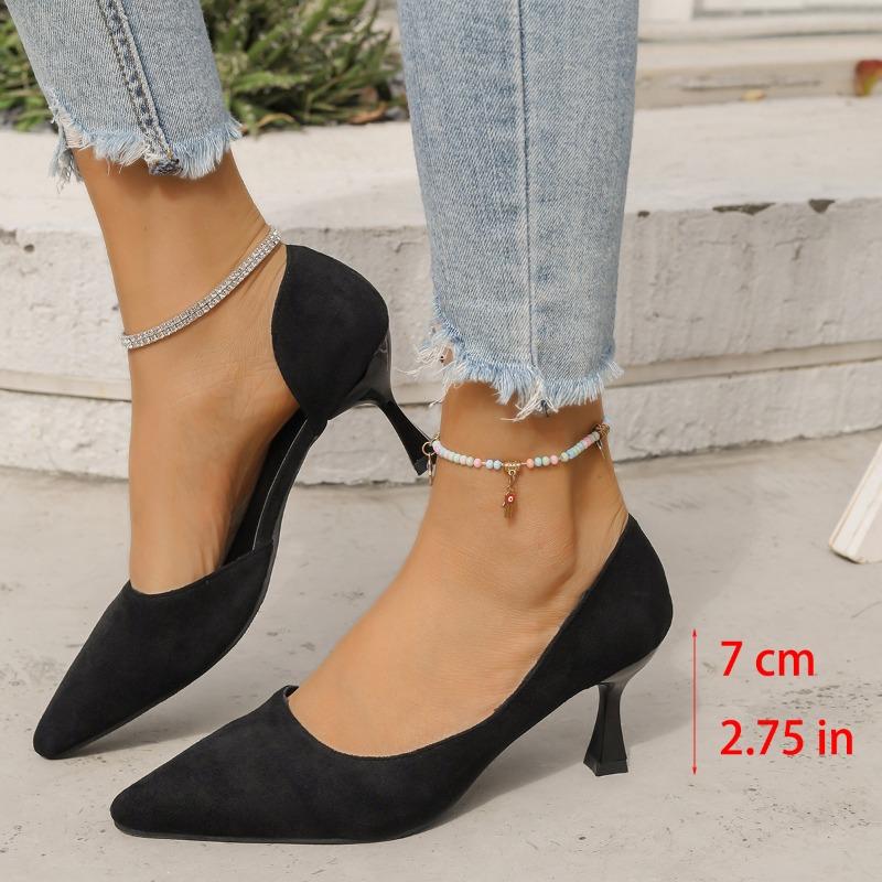 Fashion Hot Sale Women' Thin Heel Shoes New Fashion New Style Pointy Women's Shoes Shallow Mouth Suede Slip-on Wear-resistant High Heels