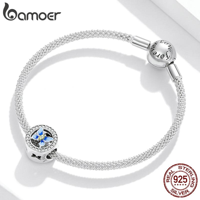 BAMOER 925 margele de farmec cu fluture colorat CZ argint sterling pentru brățară originală, bijuterii DIY