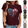 Women's Fashion Casual Printed Short Sleeve Round Neck Pullover Tops