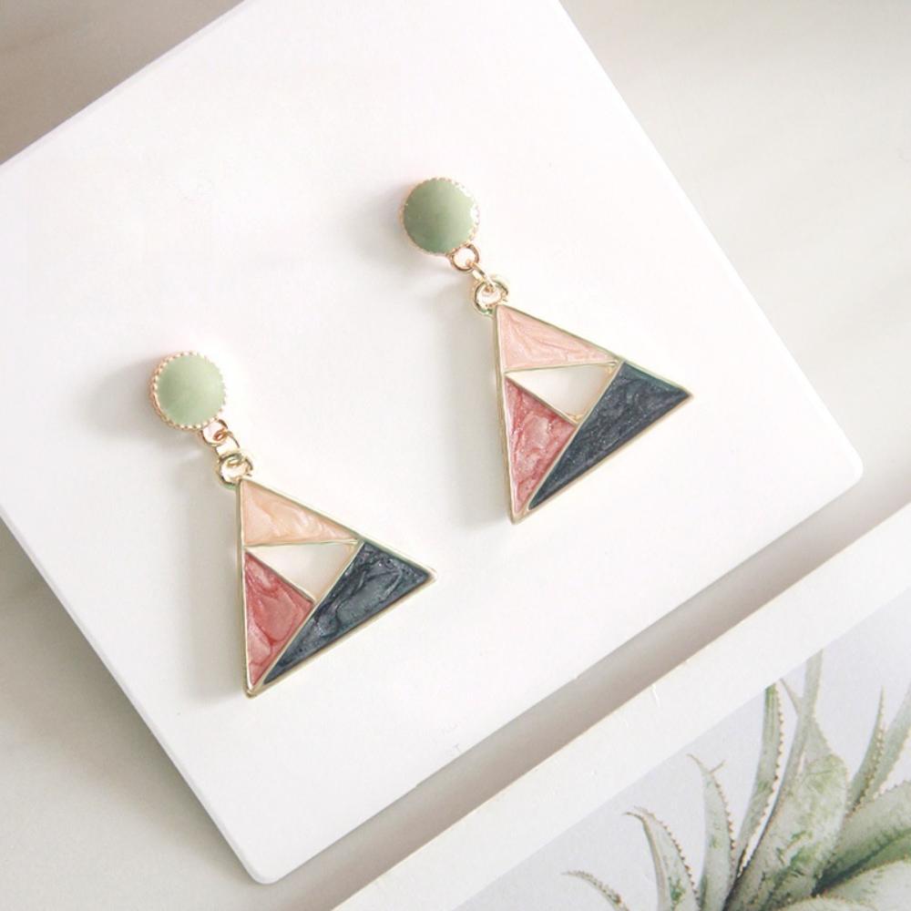 

Креативные контрастные цветные серьги-капли в виде звездного неба с маслом, треугольные серьги для женщин