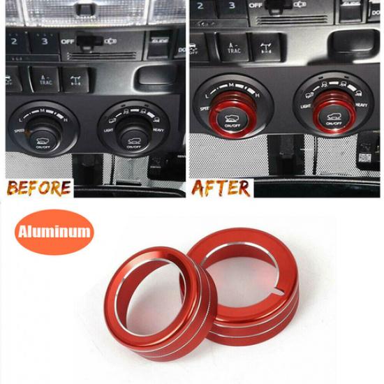 2X Aluminum Driving Mode Switch utton Knob Ring Trim for 4Runner TRD 2010-19 Red