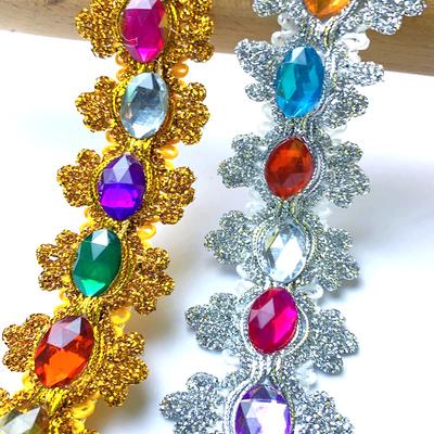 1m/3.28ft Each Pack Handmake DIY Craft Sewing Ribbons Ties With Rhinestones And Crystal Trims Perfect For Decorating Dresses, Bags And Shoes