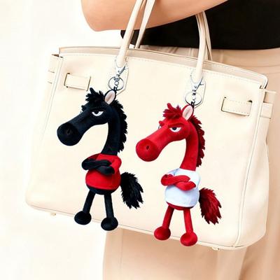Horse Doll Plush Keychain Soft Velvet 3D Stuffed Animal Charm Backpack Handbag Keys Locker Decoration