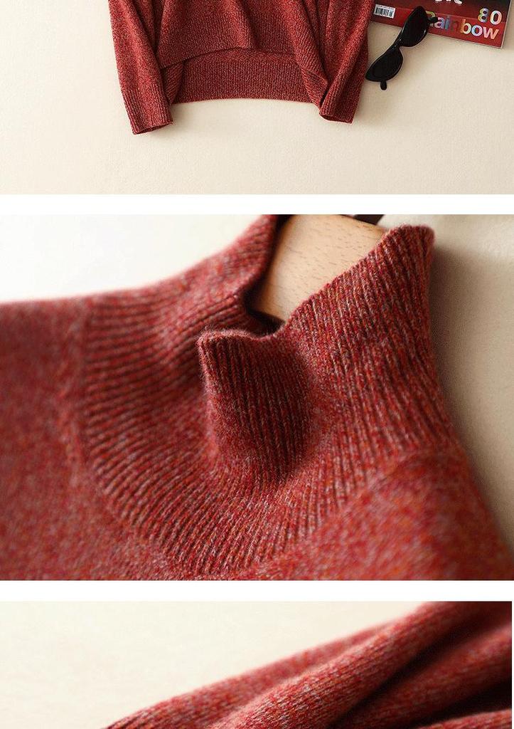 2026 Autumn/Winter Women's Marled Romantic Colors Half-High Collar Loose Cashmere Sweater