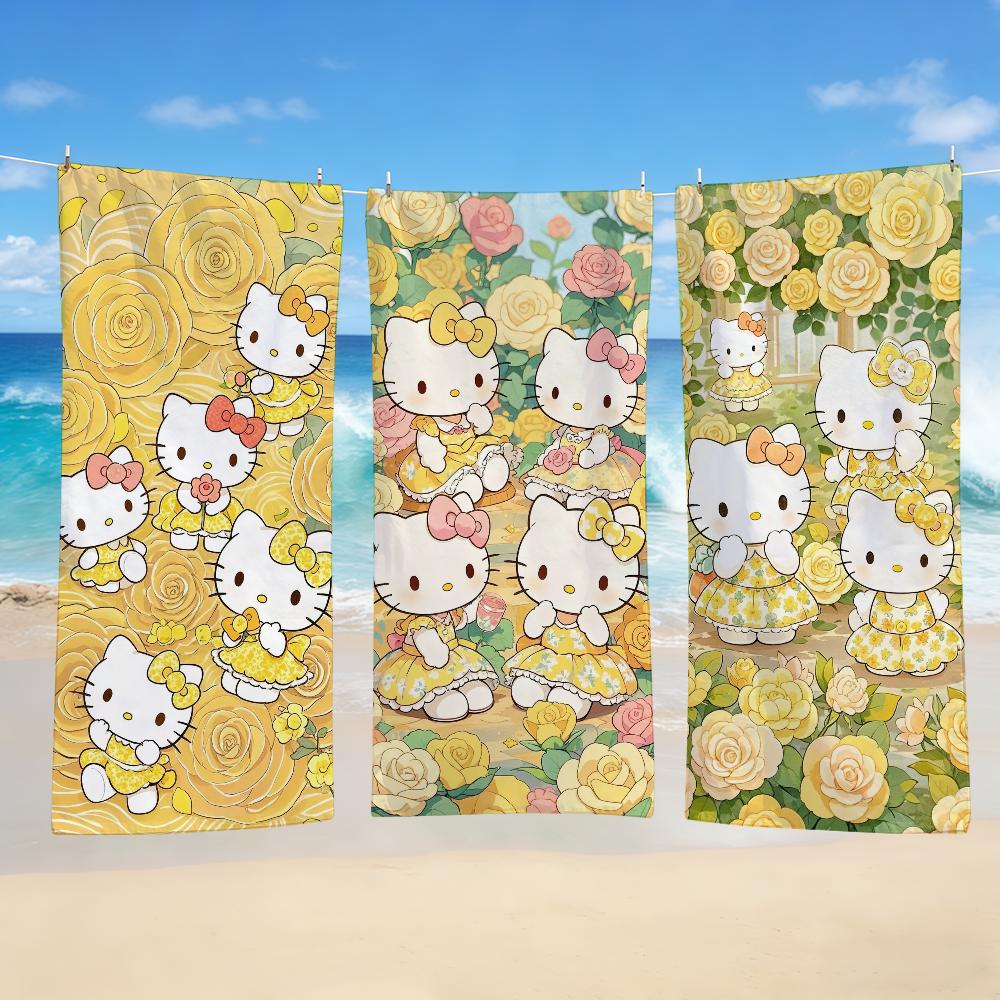 Towel Textile Bathrobe Flower Beach Quick-Drying K-KittyS Yellow SRO Lightweight Portable Camping H-HelloS Swim Pool Travel