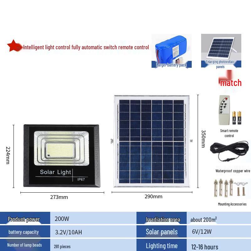 High-Power 500W Solar Outdoor Flood Light