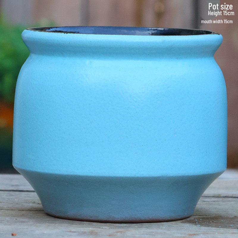 Handmade Large Coarse Pottery Succulent Flower Pot – Round Purple Sand Ceramic Planter