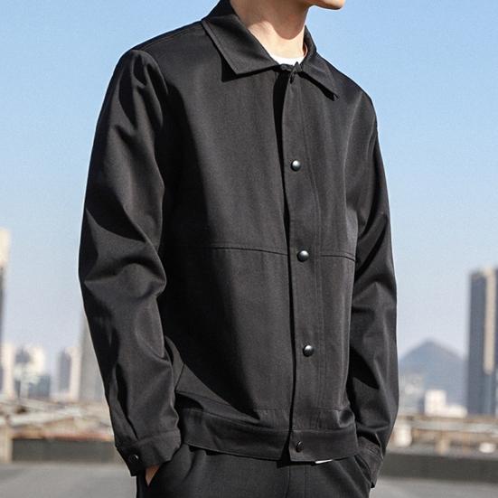 Pánská bunda Límec Dlouhý rukáv Sametová podšívka Zapínání na knoflíky Bunda Kabát s