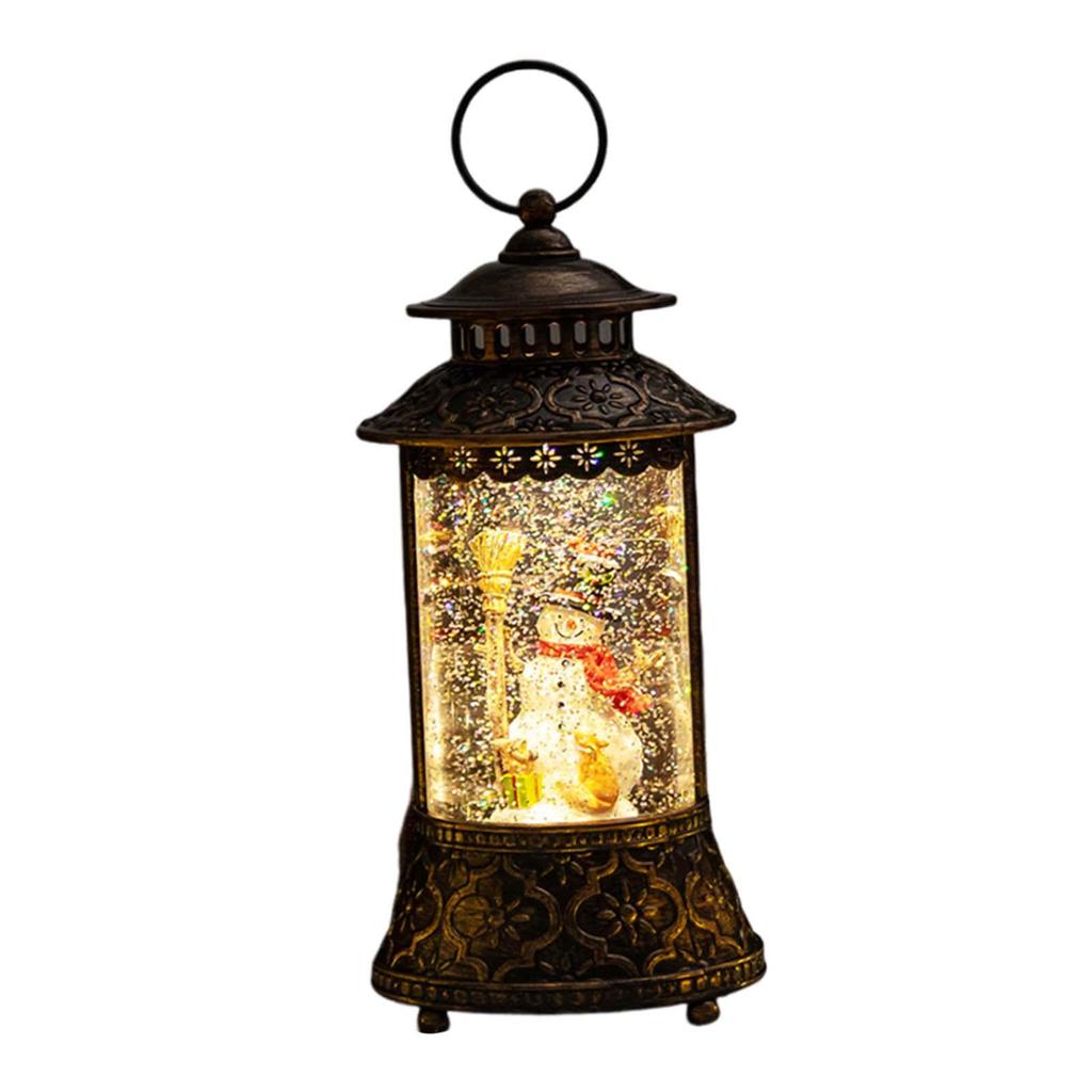 Snow Globe Lantern Lighted Musical Table Centerpiece Christmas Decoration PVC Craft for Holiday Home Decor