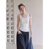 Henry collar three-button slim-fitting u-neck sling vest women's summer design sense versatile and thin sleeveless outer top