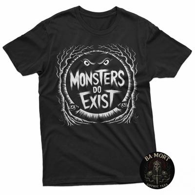 Monster Gibt Es 100% Baumwolle T-Shirt Herren T-Shirts Oberteil Herren Damen Fitnessstudio Gothic Gruselig Horror T-Shirts