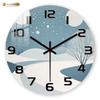 Winter Snowfall Landscape Wall Clock, Silent Quartz Movement, Serene Snowy Scene Decorative Clock with Clear Black Numbers