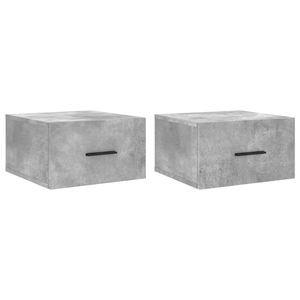 Wall Mounted Nightstands Set of 2 Concrete Gray 35 X 35 X 20 Cm