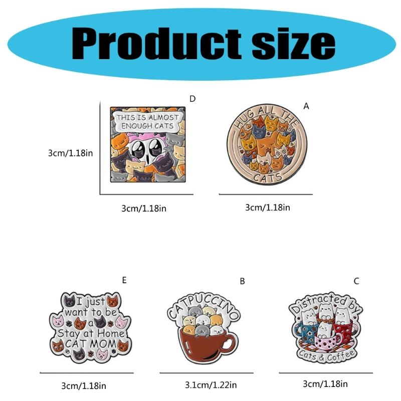 Quirky Letter Kitty Pins Colorfast Coating Lightweight Wear Resistant Badge Pin Jewelry For Casual Party Wear