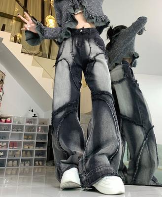 Y2K Wide Leg Jeans Women Hip Hop Style Fashion Vintage Streetwear Black High Waist Jean Female Trouser Baggy Denim Pants