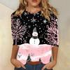 Christmas Limited Edition Women's 3D Snowflake and Snowman Print Round Neck Long Sleeve Hoodies Fashion Casual Long Sleeve Top