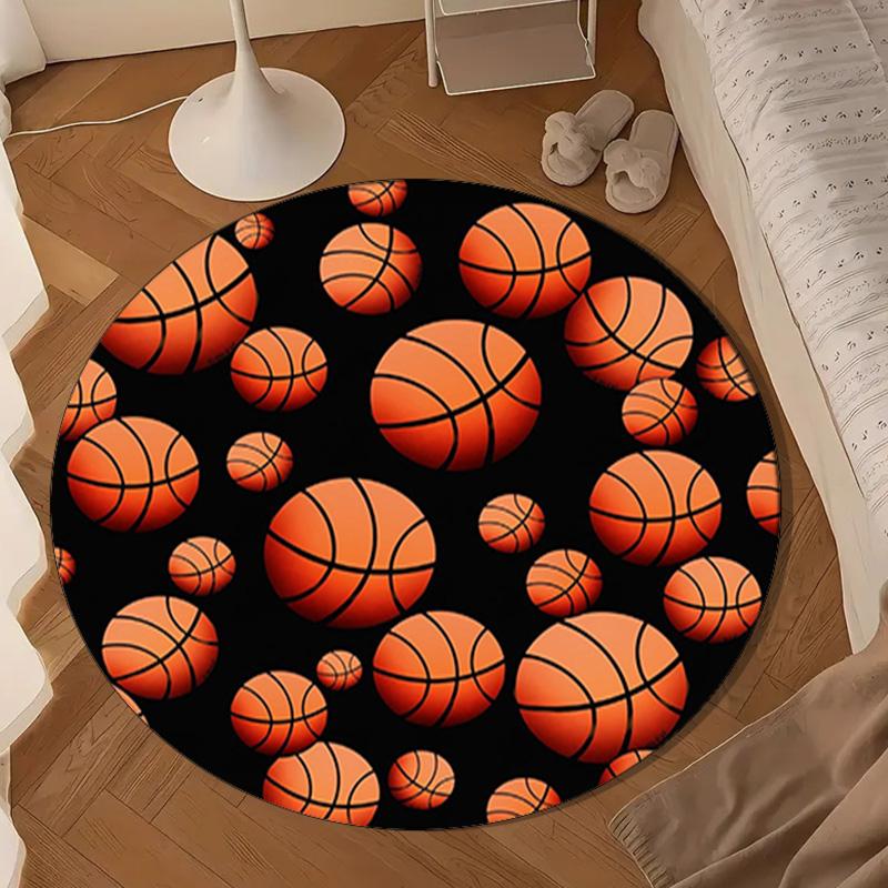 Basketball Pattern Background Round Rug for Livingroom,Bedroom, Palyroom, Chair Rug, Area Rug, Circle Carpet, Large Size Fan Christmas Gift