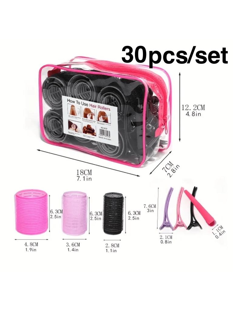 30pcs/set Self Grip Heatless Hair Curling Roller Hair Curlers DIY Hair Styling Accessories For Women