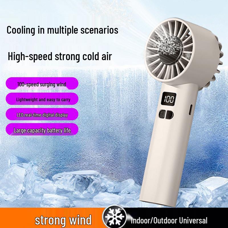 100-Speed Compact High-Power Handheld & Desktop Fan with Large Airflow - Portable Electric Cooling JK107 Not Specified