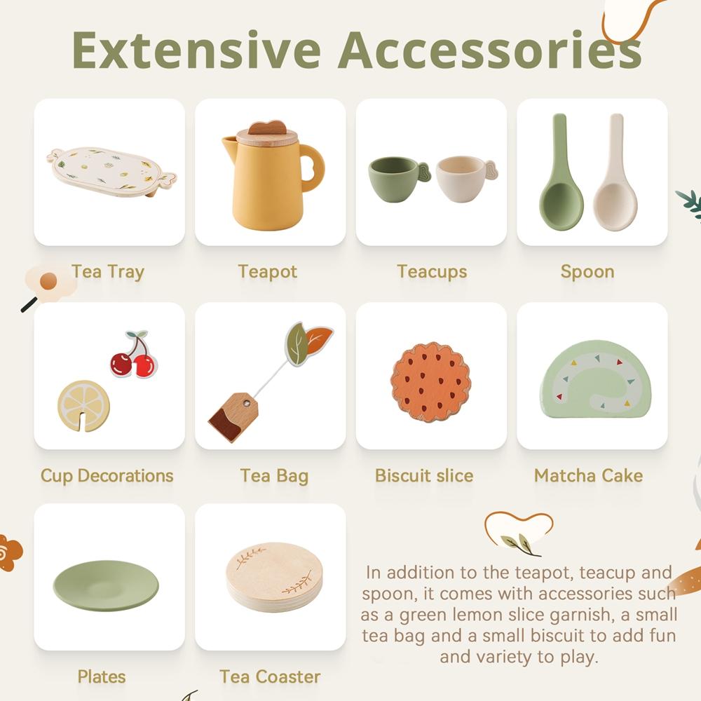 Montessori Toys Girls Wooden Tea Sets Toys Pretend Play Baby Toys Coffee Cake Afternoon Tea Education Play House Children's Toy