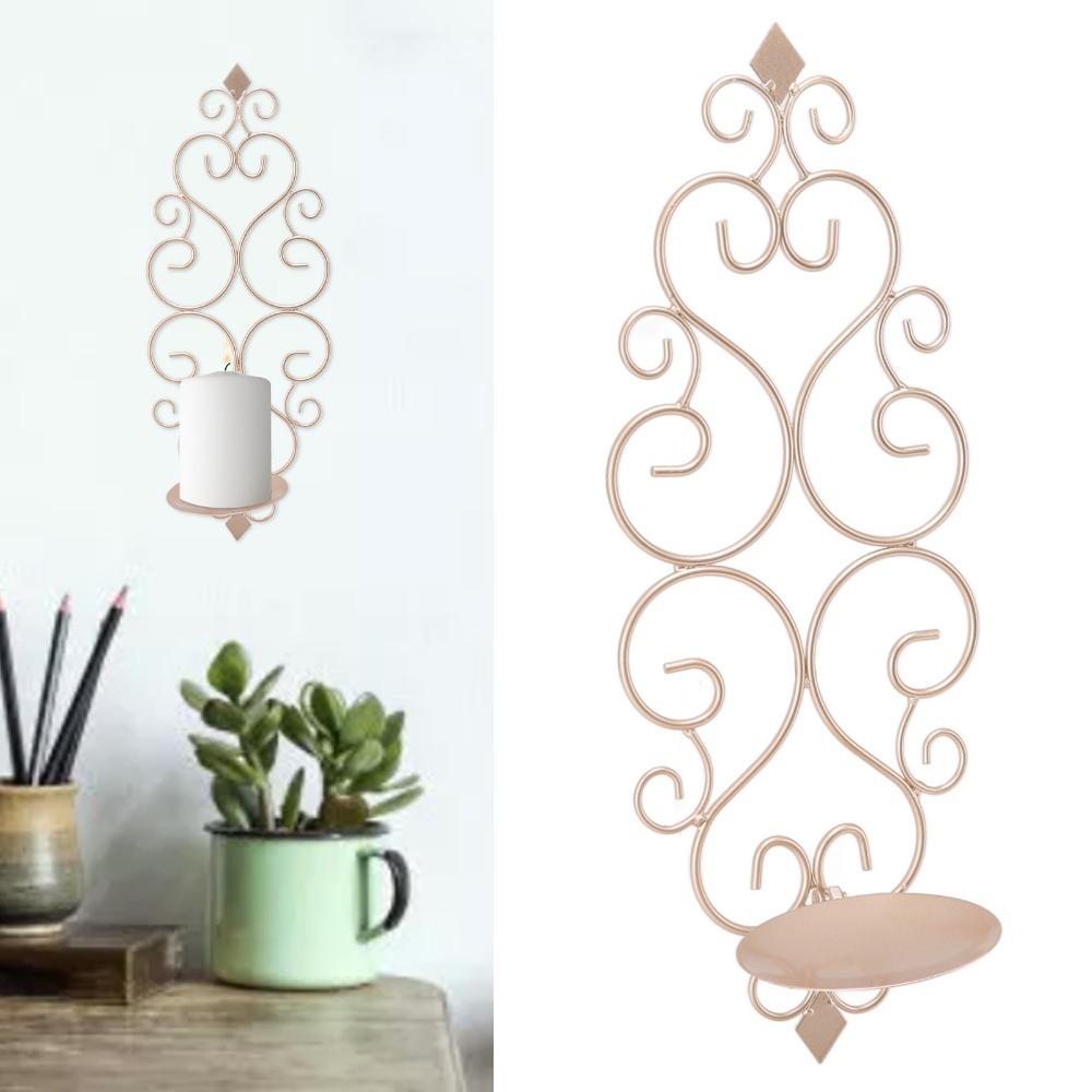 Iron Gold Tone Candlestick Golden Wall Candle Decor Foldable Iron Candle Holder Bedroom