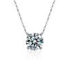 Moissanite Classic Four-Prong Necklace: Simple S925 Sterling Silver Pendant for Women, Japanese & Korean Inspired Light Luxury Style.