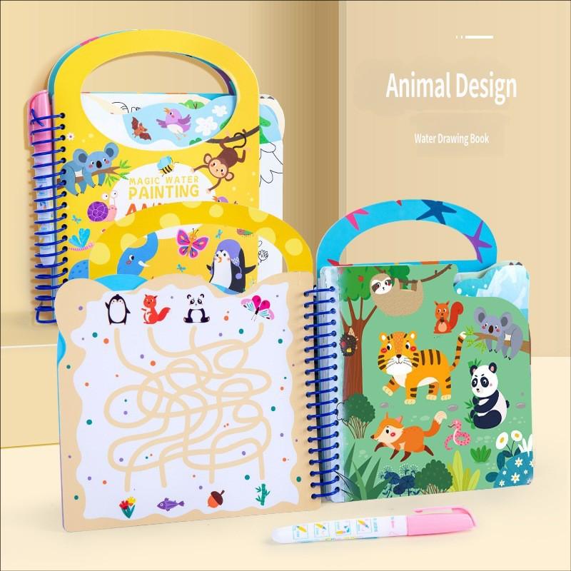 Early Education Magic Water Painting Book Repeated Draw Water Pen Animal Cognitive Educational Toys Kids Early Learning Book