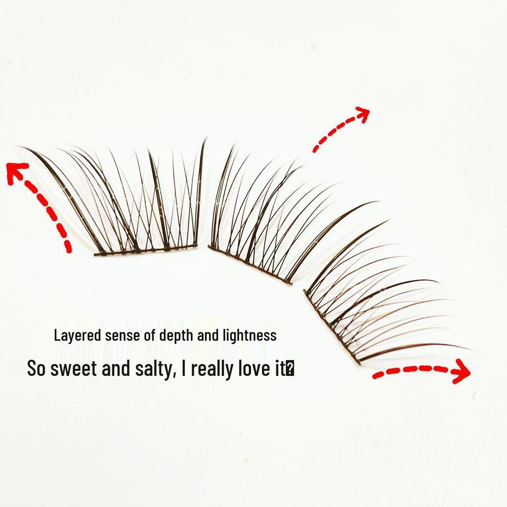 Kou Kou Sweet Coffee Brown & White False Eyelashes - Natural Black Brown, Clear Fan-shaped Enhancements