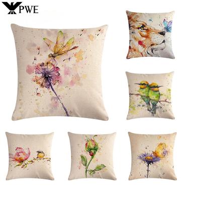 Painted Art Pillowcase Animal Print Linen Pillowcase Chair Sofa Home Decoration Cushion Cover