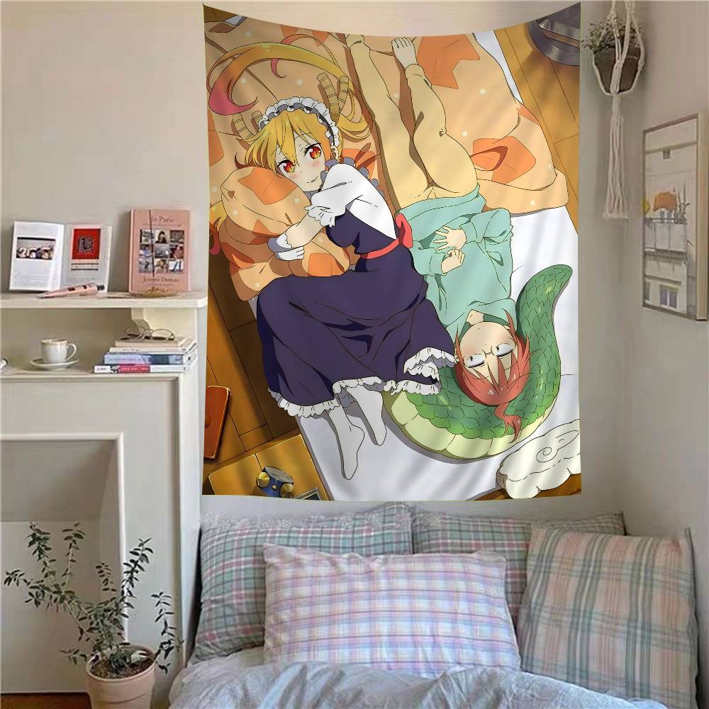 Miss Kobayashi Dragon Maid Classic Anime Printed Large Wall Tapestry Hanging Tarot Hippie Wall Rugs Dorm Home Decor