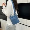 Large Capacity Canvas Crossbody Bag Zipper Closure Messenger Bag Denim Shoulder Bag  Office Use