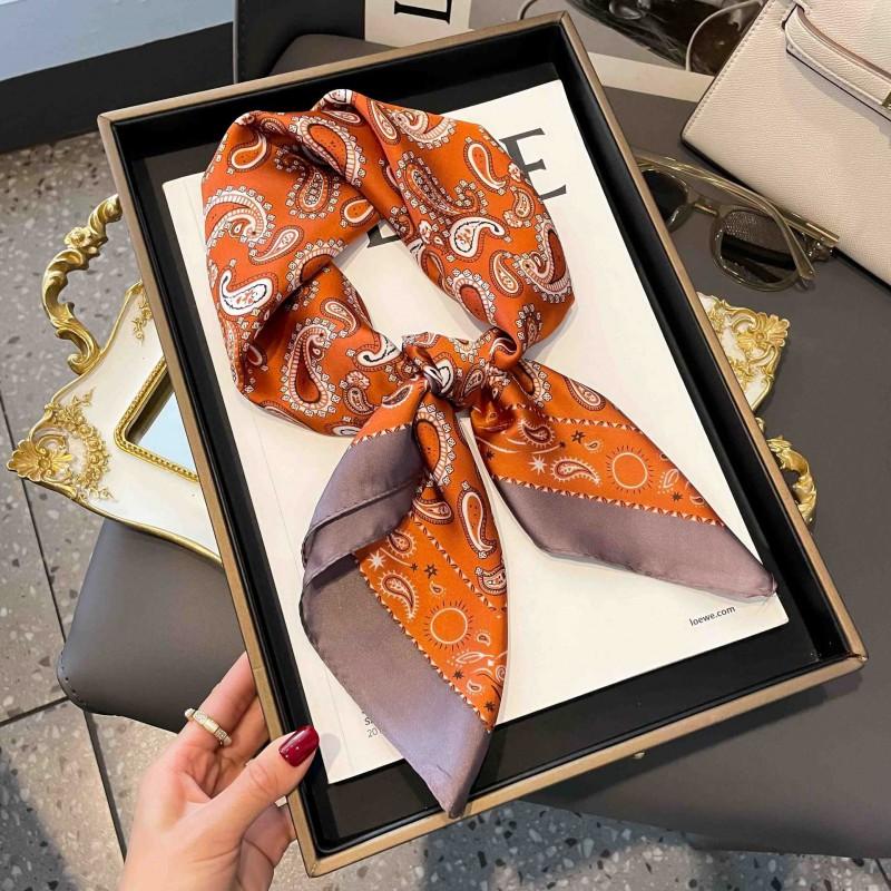 70cm Square Silk-Like Scarf Women Lightweight Fashion Accessory Office Chic Neck Wrap Stylish Print Design