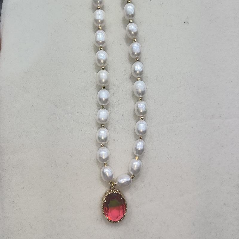 Elegant Vintage Freshwater Pearl Collarbone Necklace - White Retro French Style for Noble Women