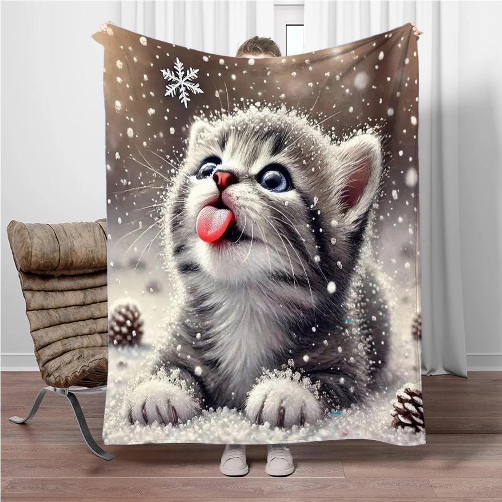 Uroczy Królik na Śniegu Flanelowy Koc Domowy Sofa Przerwa na Lunch Koce do Łóżka Dzieci Student Koc Pokrowiec na Drzemkę Prezent dla Dzieci