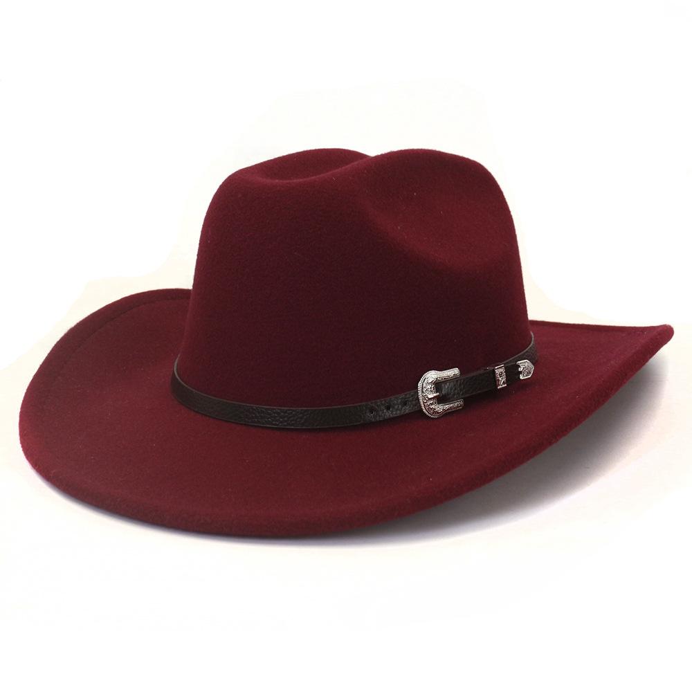 Chapeau de Cowboy Western Vintage avec Ceinture Noire Chapeau Fedora en Feutre pour Homme Chapeau Jazz Cowgirl Cloche Église Sombrero Hombre Casquettes