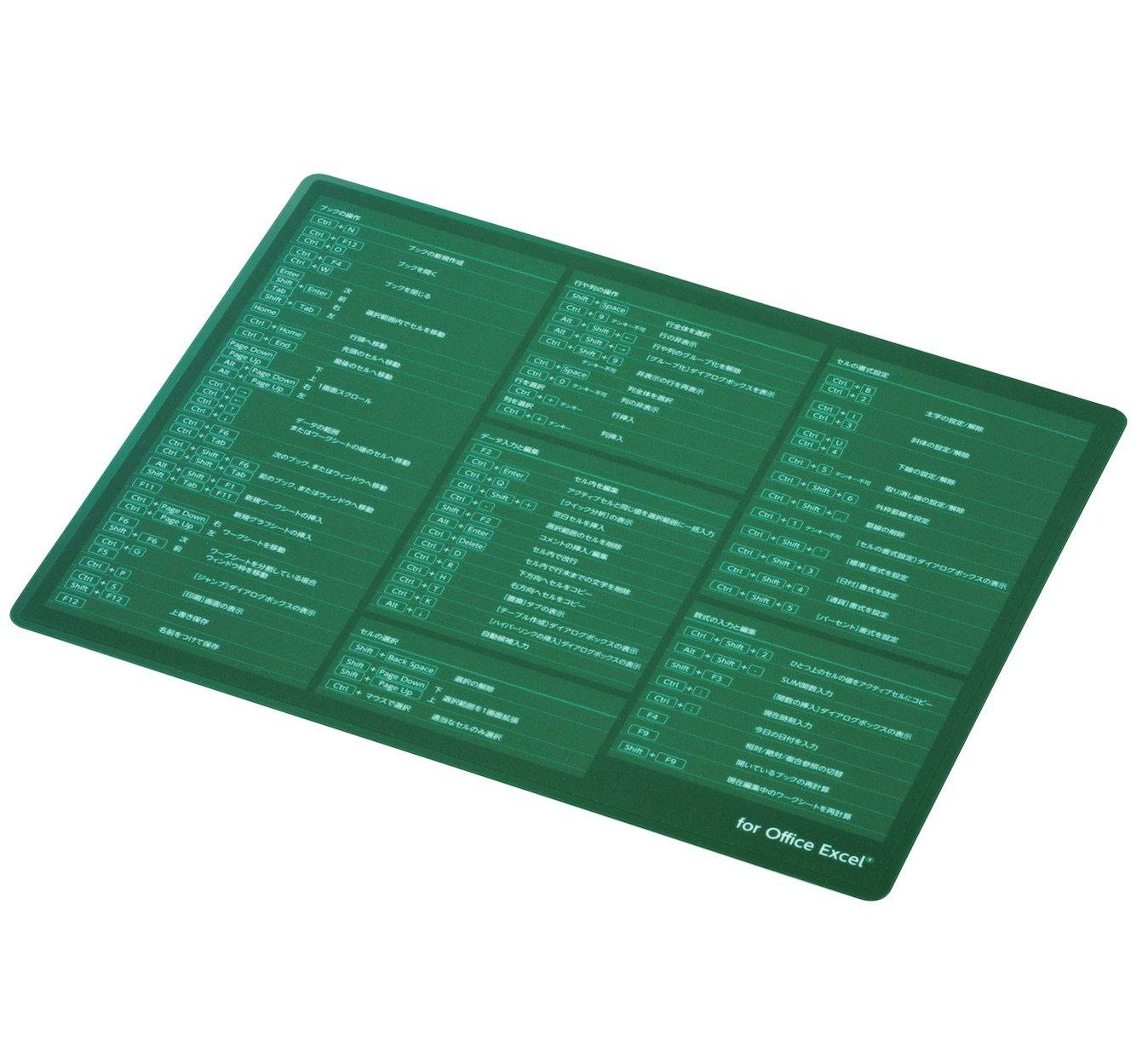

ELECOM Mouse Input Excel XL Pad, Support, Shortcuts, Size, Green, MP-SCBGE
