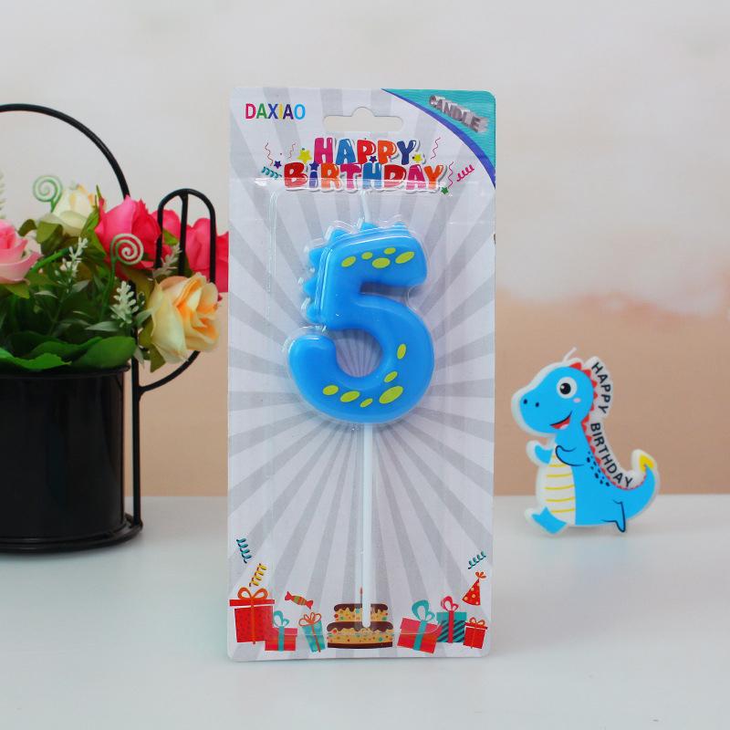 1PC Dinosaur Digital Candles Cake Decorations 0-9 Year Old Happy Birthday Cake Candle Colorful Digital Candle Party Supplies