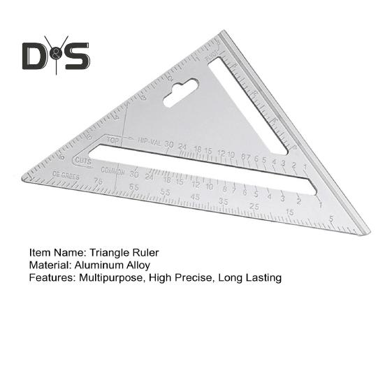 Riglă triunghiulară de înaltă precizie compactă portabilă multifuncțională dublă gravată cu laser, riglă de tâmplar, instrument de măsurare a aspectului