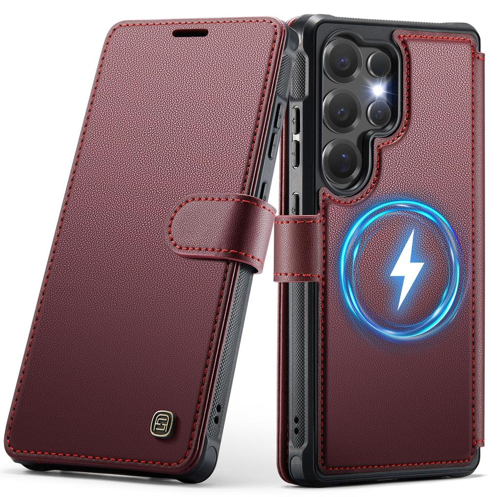 AutSpace-A15 Wallet Case For Samsung Galaxy S26 Ultra , Fashion Premium PU Leather Card Holder Phone Back Cover Protector Skins Shell