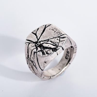 Hip Hop Plated Ring Vintage Big Square Cracked Signet Finger Rings For Men Jewelry Fathers Day Gifts