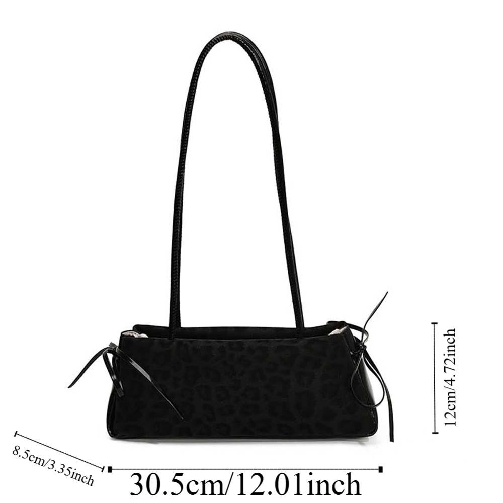 Sweet French Stick Handbag Bow Ribbon PU Shoulder Bag All-match Leopard Print Underarm Bags  Travel