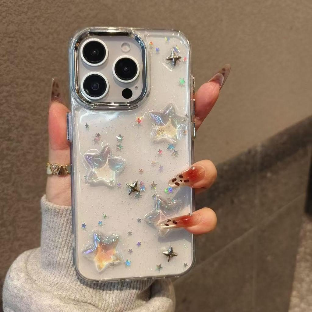 2026 Super Fairy High-End Transparent Sequined Star Case for iPhone 17 Pro Max/16/15