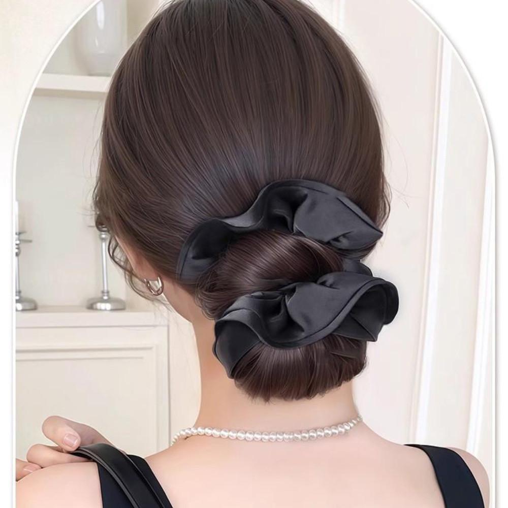 Synthetic Black Large Intestine Hair Ring Bun Head Wig Fashionable and Elegant Ladies Flower Bud Head Wig Hair Accessories