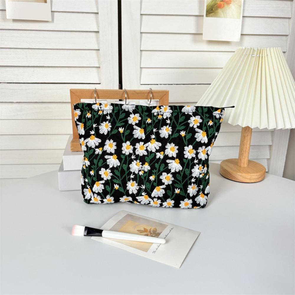 Dustproof Embroidered Cosmetic Bag Large Capacity Pencil Case Simple Cosmetic Storage Bag Travel
