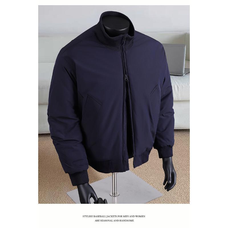 

Stand-collar Men s Casual Cotton Jacket Loose Coat Solid Color Zipper Cardigan Top M темно-синий