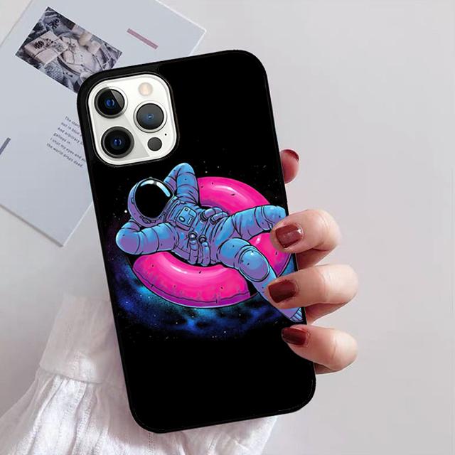 Space Astronaut Illustration Phone Case for iPhone 11 12 13 14 Pro Max Mini XR XS SE 2020 6 7 8 Plus Samsung S21 S22 Coque Funda
