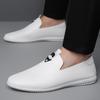 Summer Leather Shoes Overalls Men's Shoes Soft Soles Men's Business Casual Shoes One Pedal Hundred Towers Wear-resistant Bean Shoes White Shoes