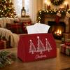 1pc Handdrawn Winter Tissue Box - Multi-Functional Christmas Napkin Dispenser, Available In Durable Polyester, Decorated with Pine Tree Forest Sketch,