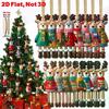 16Pcs 2D Colorful Christmas Reindeer Wooden Pendant Ornament Cartoon Christmas Tree Hanging Decoration For Home New Year Gift